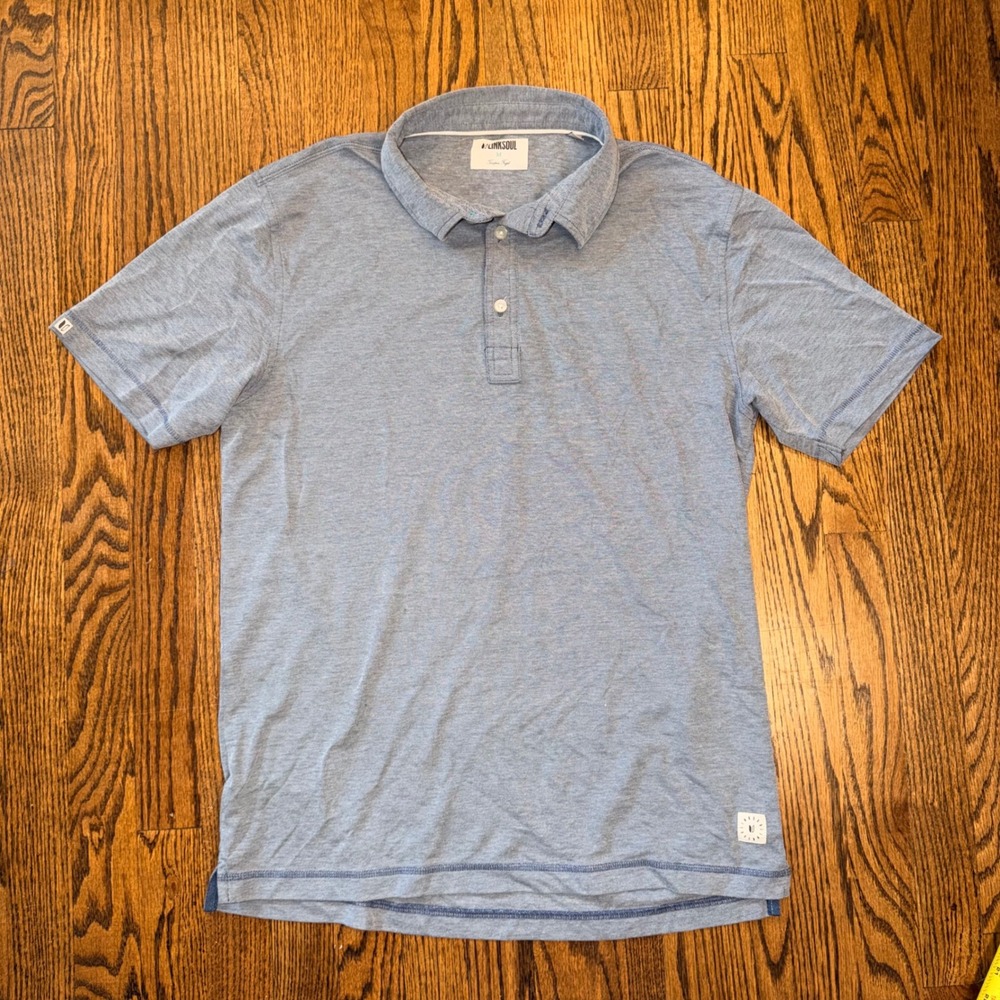 Linksoul‎ Tempus Fugit Golf Polo Shirt Blue Heather Performance Mens Size M
